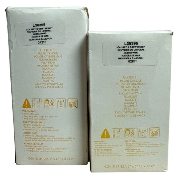 Set of 2 PartyLite GloLite Candles Sea Salt & Driftwood NIB 6” & 5” - Picture 3 of 6